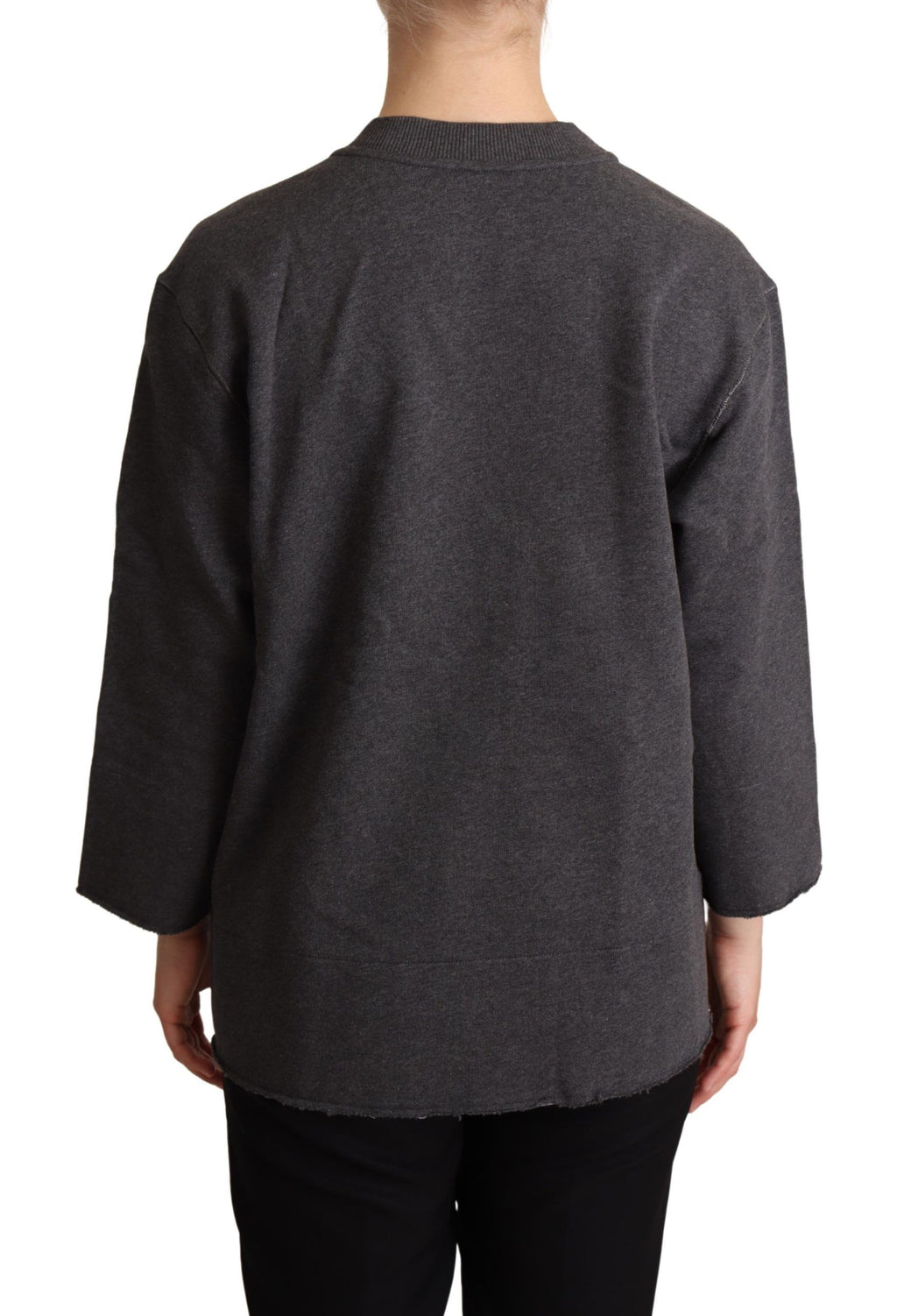 Pull-over gris pour femmes Dolce & Gabbana avec broderies élégantes, en maille douce et confortable.
