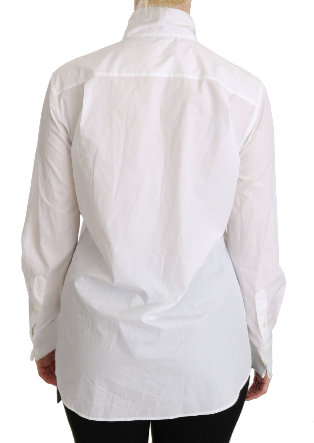 Chemise polo Dolce & Gabbana à col roulé blanc à manches longues, élégante et sophistiquée.