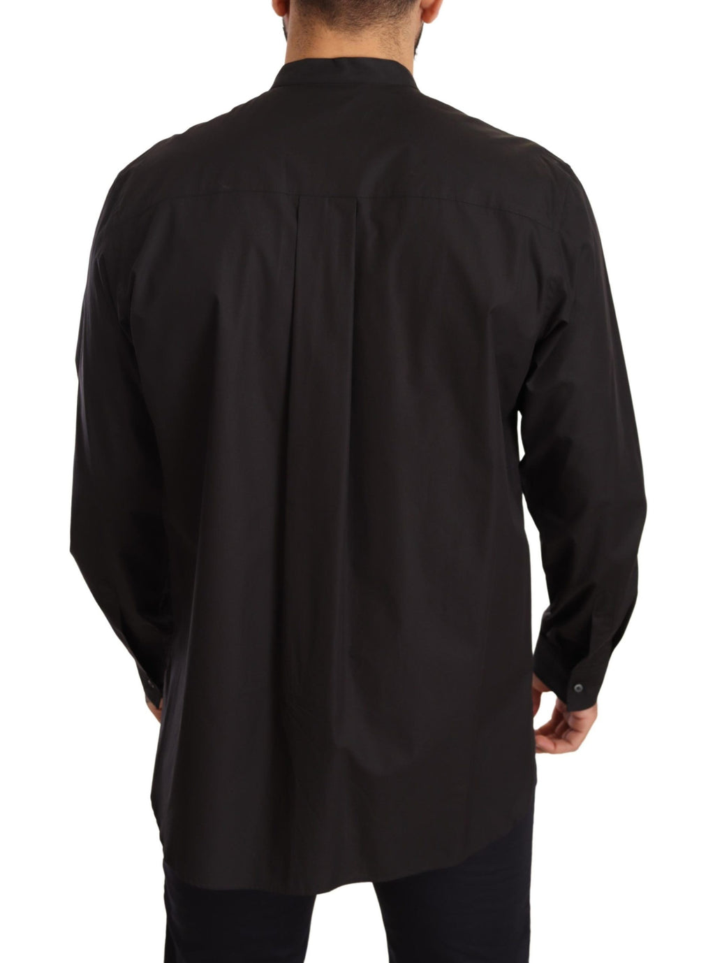 Chemise formelle noire Dolce & Gabbana en coton 100%, vue détaillée du haut de la robe.