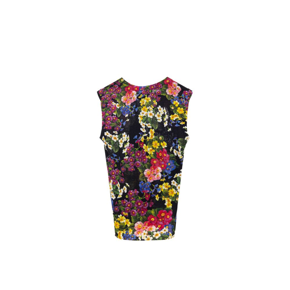 Débardeur en cachemire noir de Dolce & Gabbana, tendance et élégant, porté sur un mannequin, vue de face.