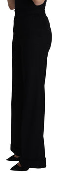 Pantalon femme Dolce & Gabbana en cachemire noir à jambes larges, style élégant et confortable.