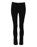 Jeans skinny en coton noir Dolce & Gabbana avec taille mi-haute, visibles détails et coupe ajustée.