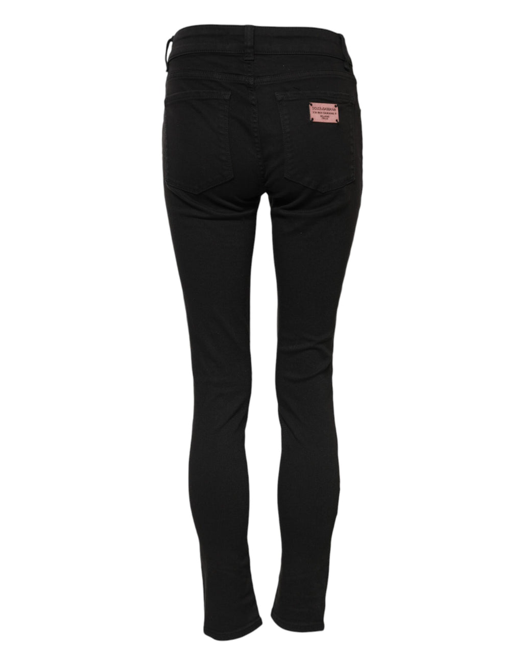 Jeans slim en coton noir Dolce & Gabbana, coupe taille mi-haute, avec détails en denim.