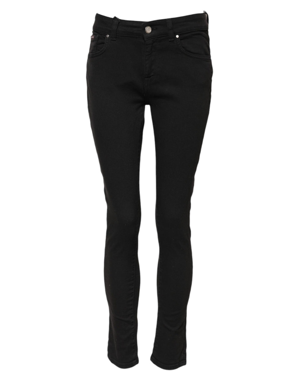 Jeans skinny noirs en coton de Dolce & Gabbana, coupe mi-haute et style denim ajusté visible sur l'image.