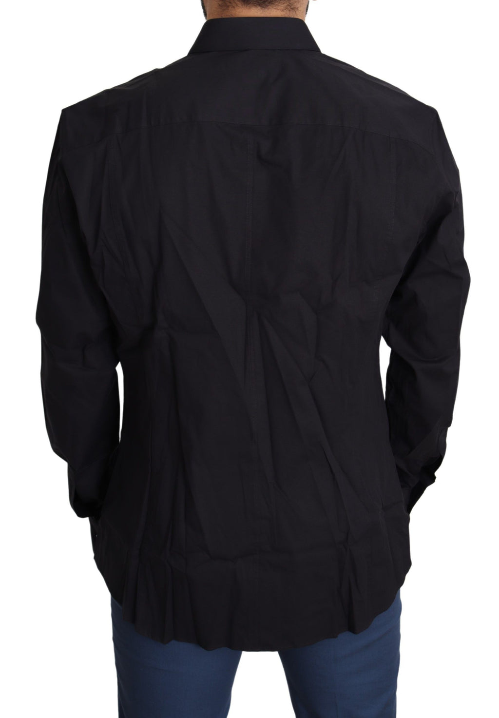 Robe noire en coton stretch Dolce & Gabbana Sicilia, coupe élégante et tissu confortable, portée avec style.