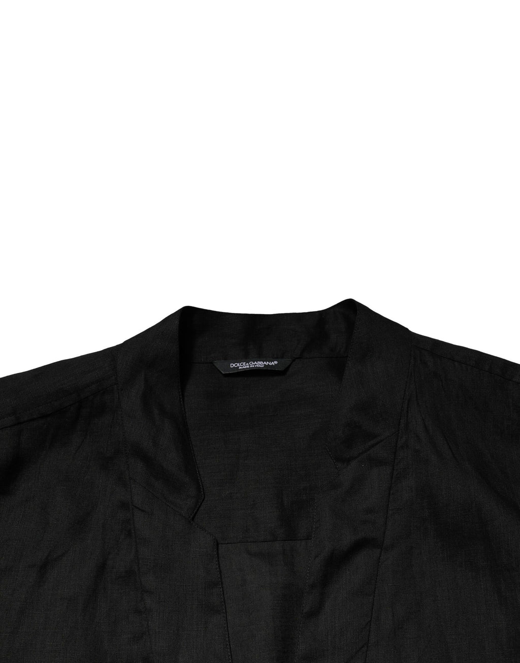Chemise décontractée en lin noir pour homme de Dolce & Gabbana, manches longues et style élégant.