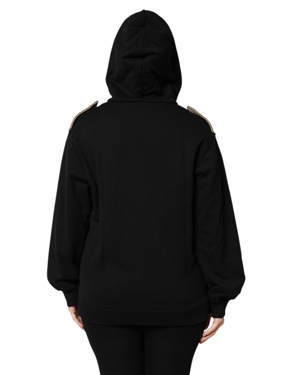 Sweat à capuche Dolce & Gabbana noir avec logo, veste zippée pleine longueur, style décontracté et élégant.