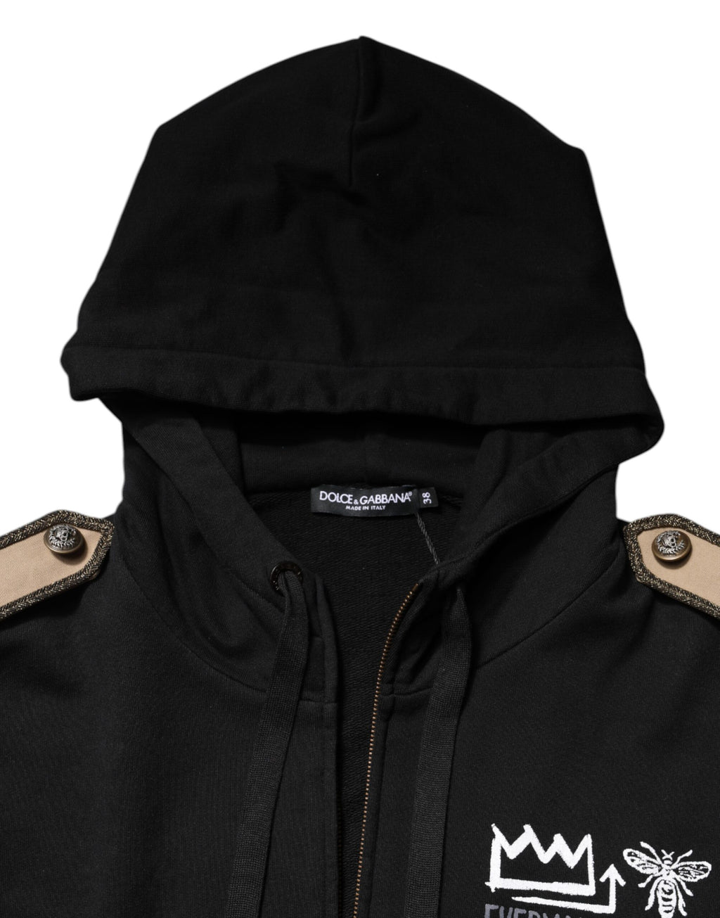 sweat à capuche Dolce & Gabbana noir avec logo, veste zippée complète, style décontracté et moderne