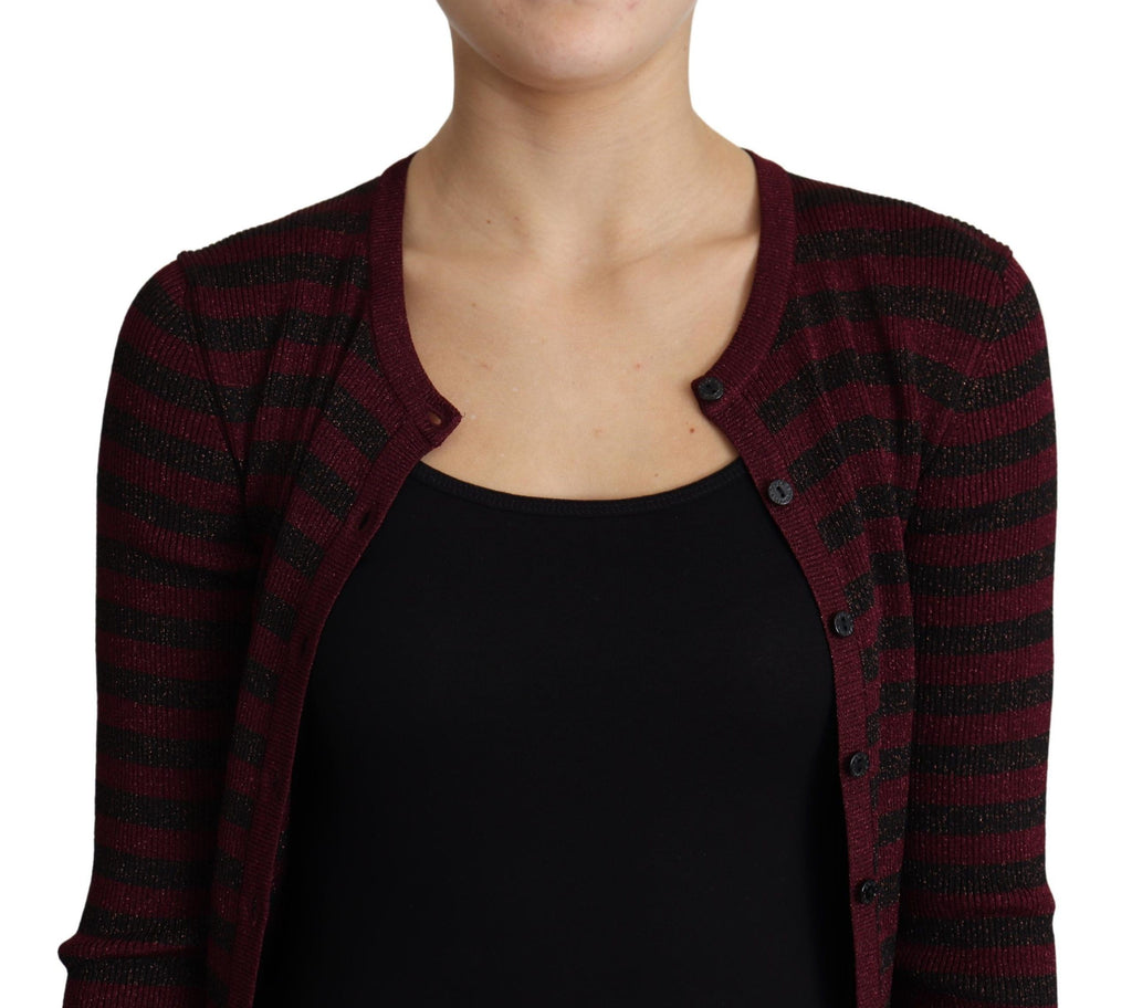 Cardigan en viscose noir et rouge à rayures de Dolce & Gabbana, pull à manches longues et coupe décontractée.
