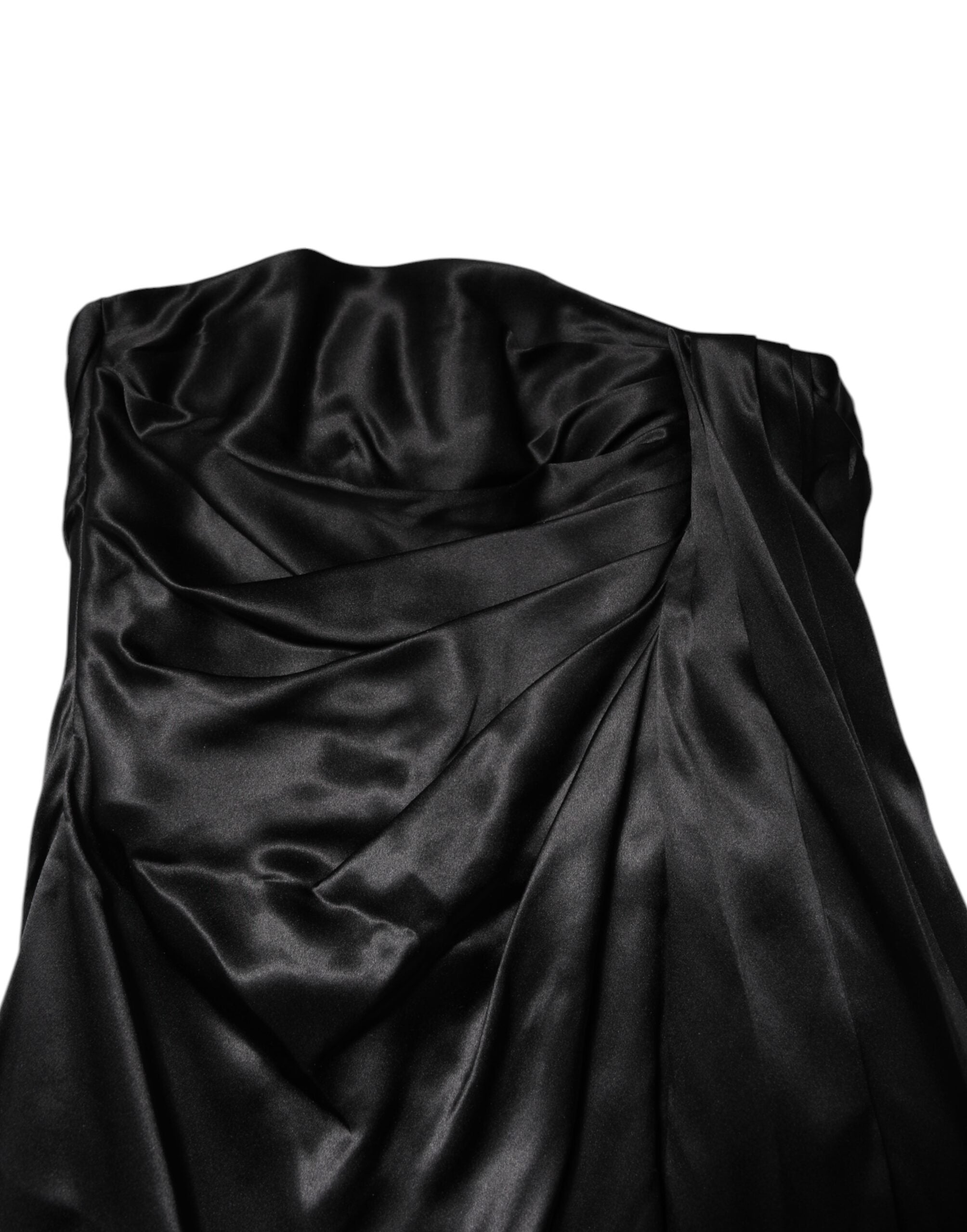 Robe courte noire sans bretelles Dolce & Gabbana, silhouette en ligne A, robe élégante pour femme.