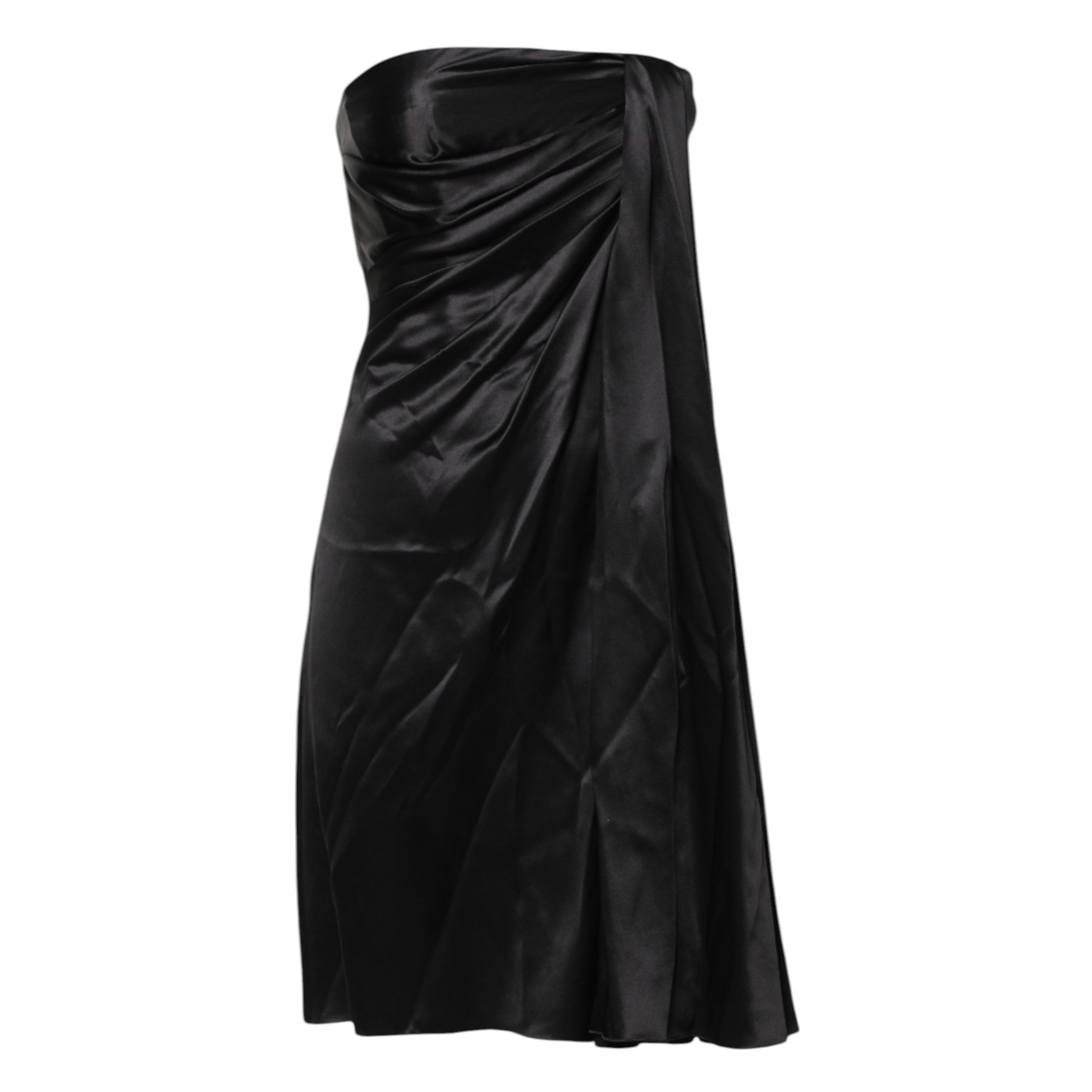 Robe courte noire sans bretelles de style sheath et ligne A de Dolce & Gabbana, élégante et sophistiquée.