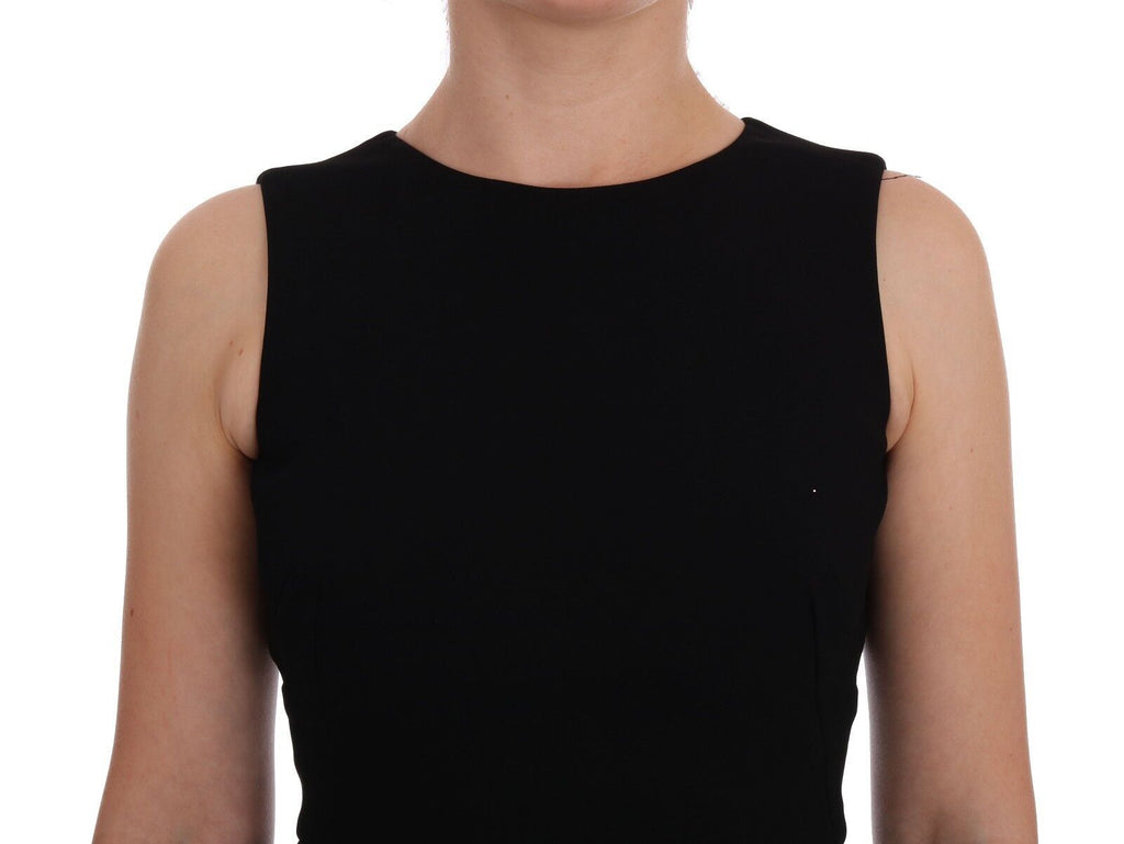 Robe noire en stretch avec cristaux de la collection Dolce & Gabbana, robe droite élégante et sophistiquée.