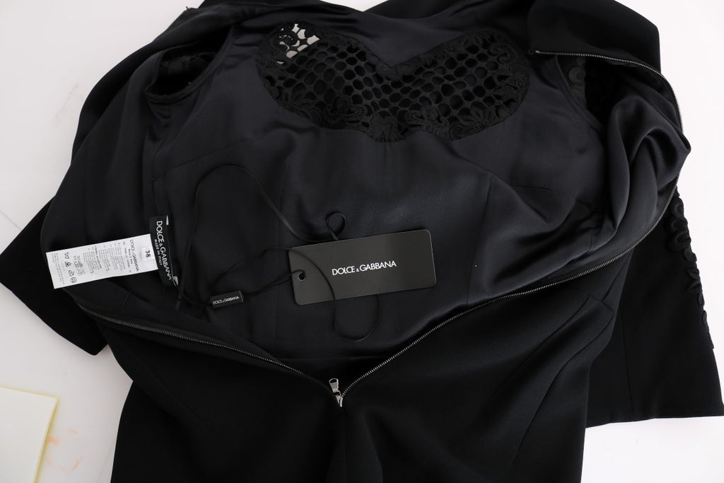 Robe longue noire Dolce & Gabbana, robe moulante, style shift, maxi en tissu stretch, élégante et sophistiquée.