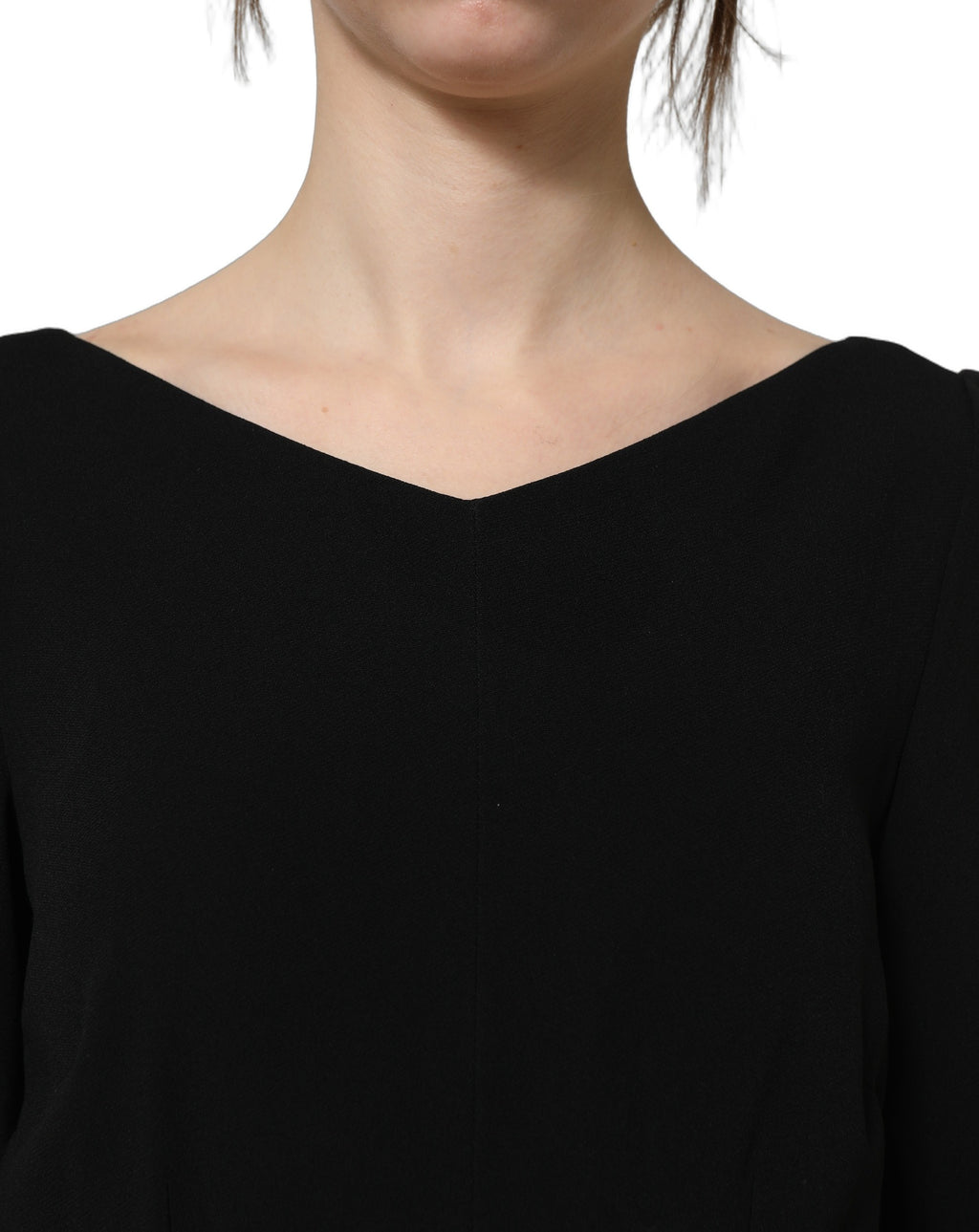 Robe midi noire en viscose à manches courtes et coupe en A de Dolce & Gabbana, élégante et fluide.