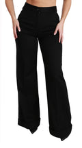 Pantalon en cachemire Dolce & Gabbana à jambes larges et évasées, noir, élégant et tendance pour femme.