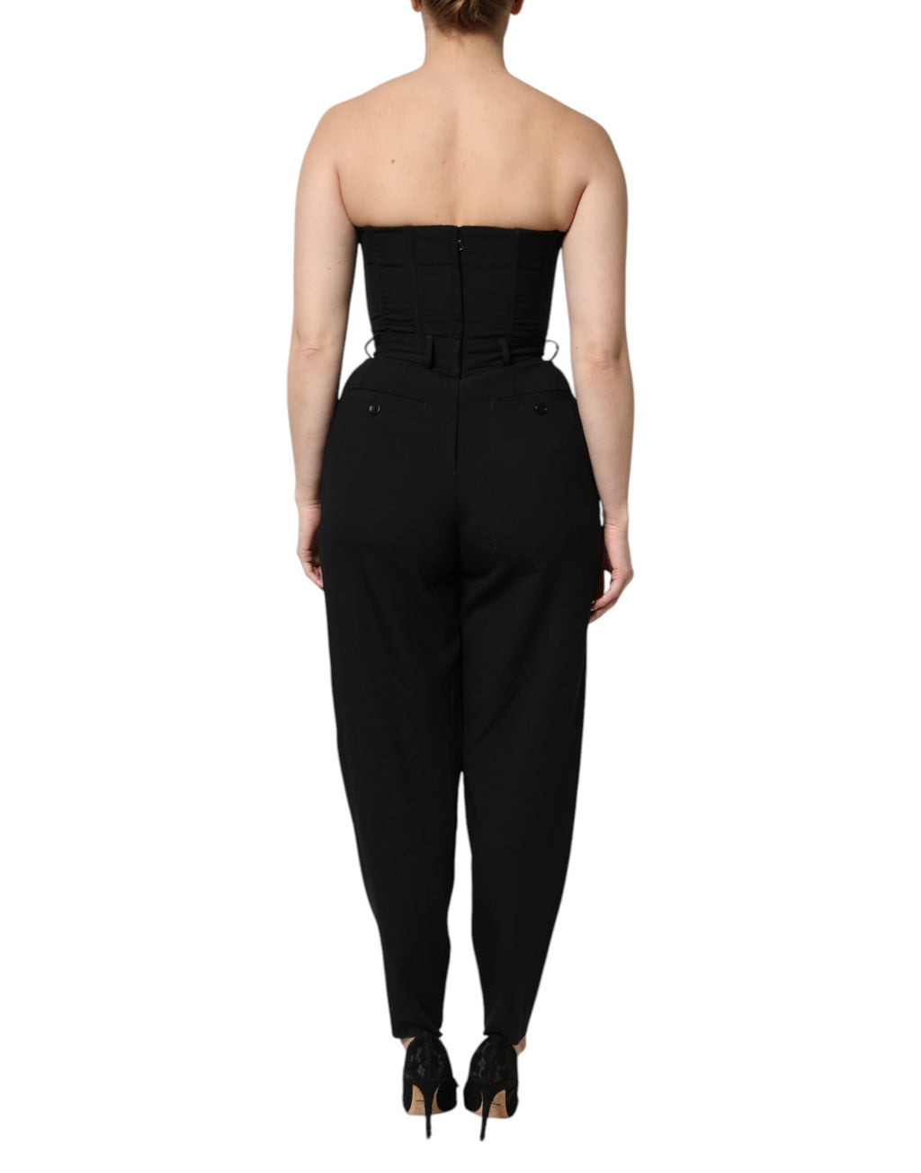 Combinaison courte en laine noire sans bretelles de Dolce & Gabbana, robe élégante et sophistiquée pour femme