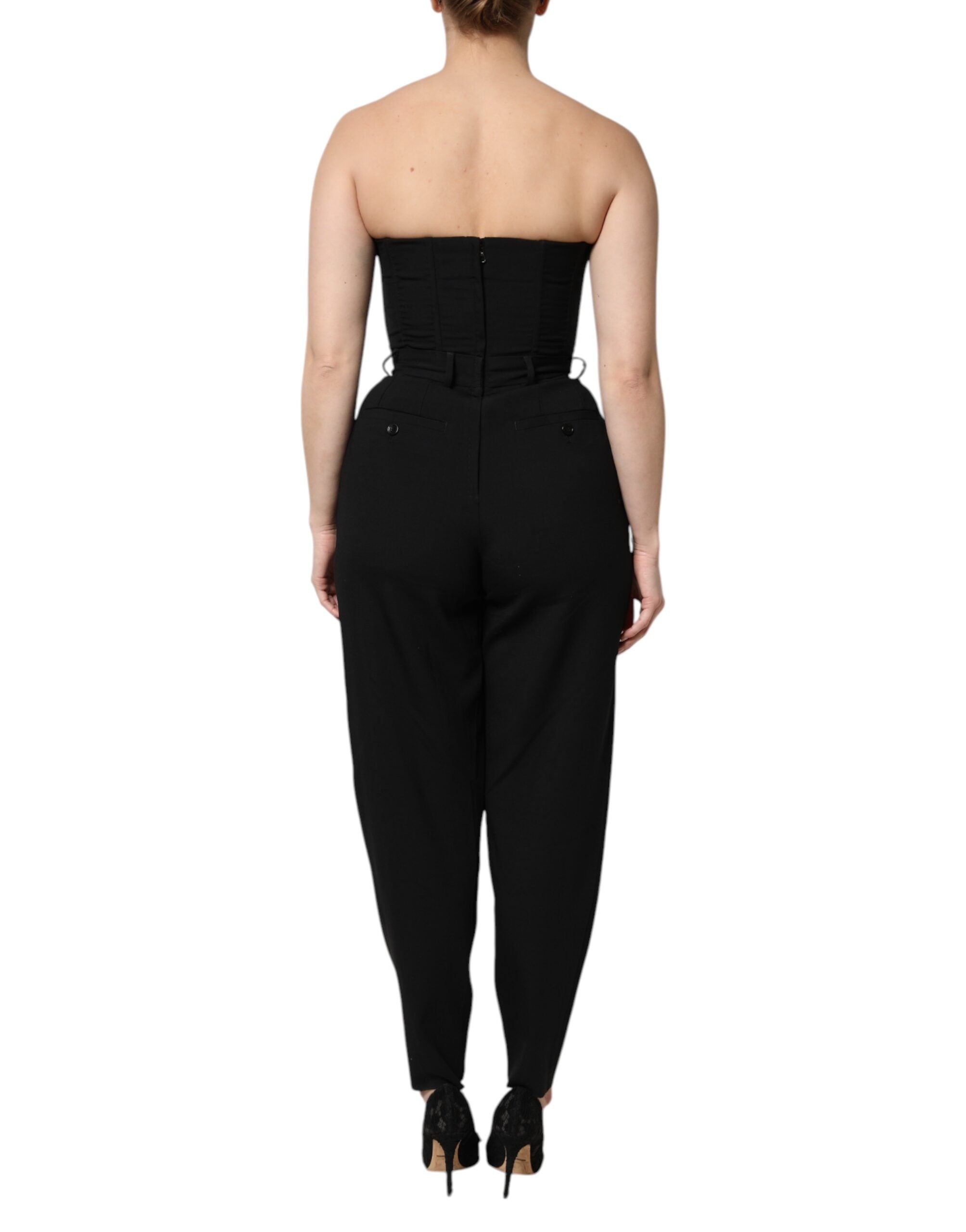 Combinaison courte en laine noire sans bretelles de Dolce & Gabbana, robe élégante et sophistiquée pour femme