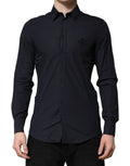 Chemise formelle en coton bleu foncé Dolce & Gabbana Martini, élégante et classique pour occasion spéciale.