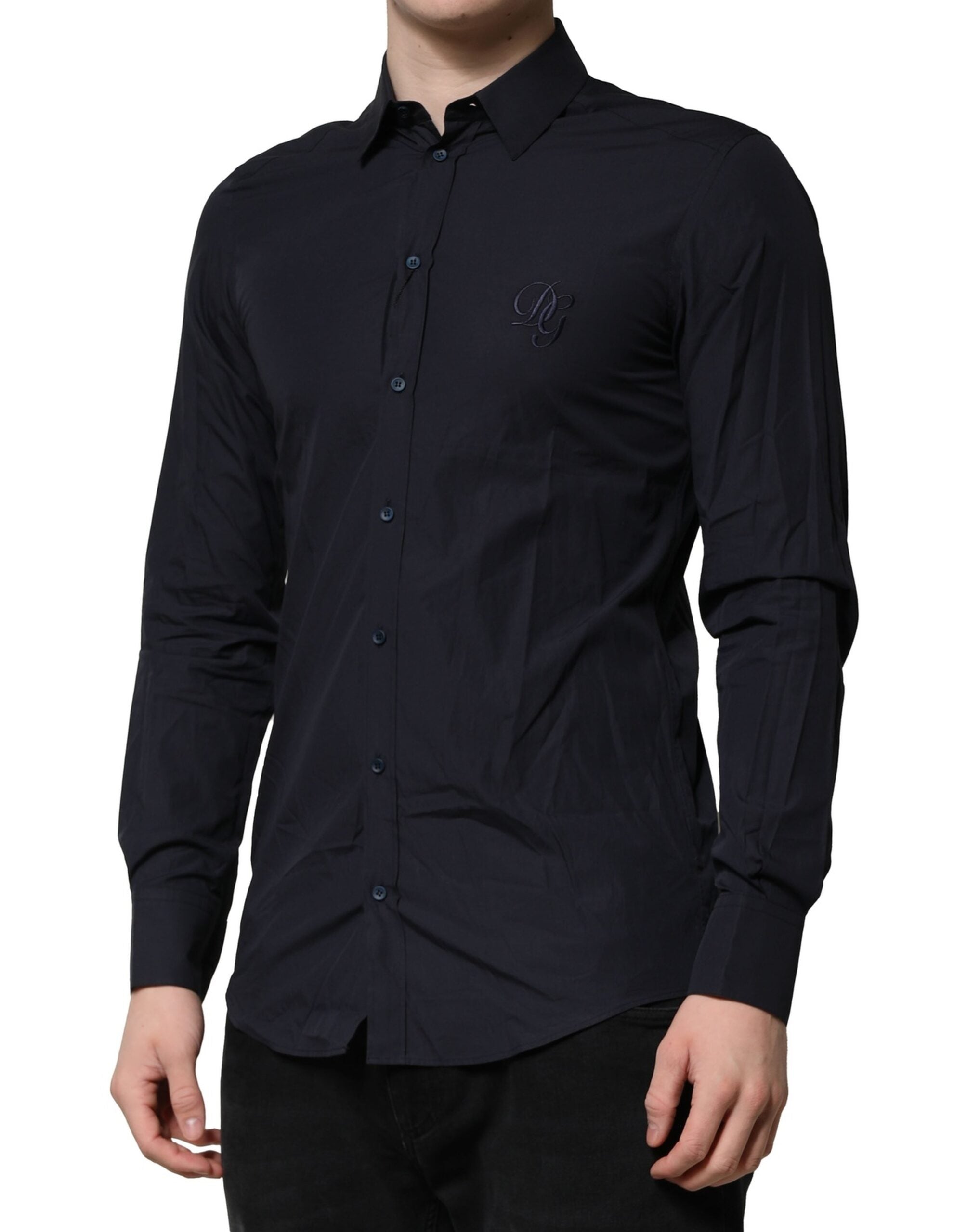 Chemise formelle Dolce & Gabbana Martini en coton bleu foncé, vêtement élégant pour occasions spéciales