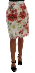 Jupe droite à motif floral Dolce & Gabbana, élégante et ajustée, en tissu léger avec détails floraux colorés visible sur l'image.