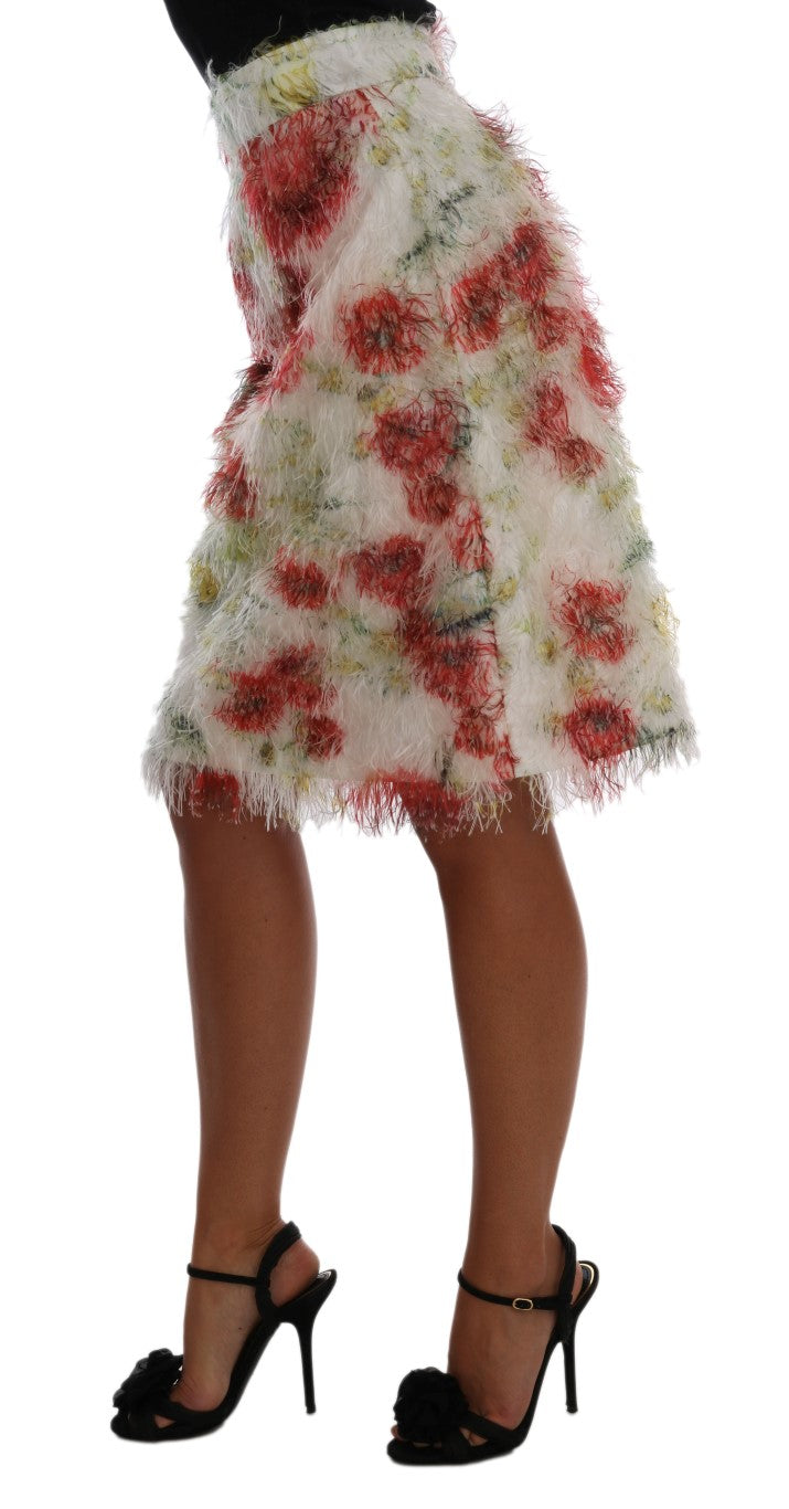 Jupe droite à motif floral Dolce & Gabbana, élégante et sophistiquée, en tissu fin avec ceinture intégrée.
