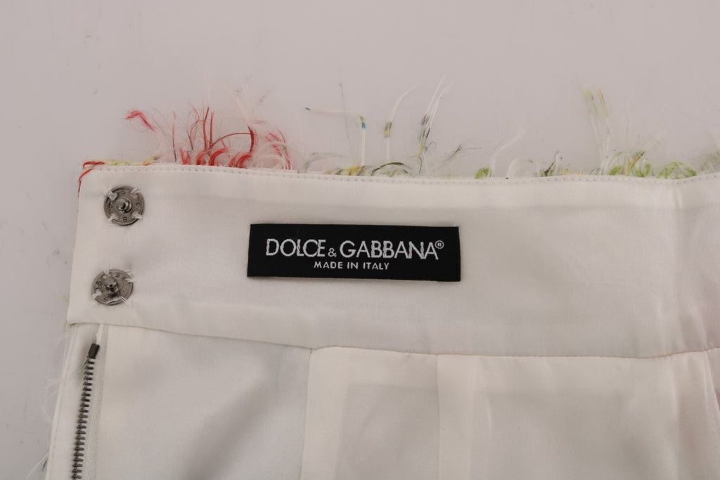 Jupe droite à motif floral Dolce & Gabbana, élégante et ajustée, en tissu fluide et coloré, vue de face.