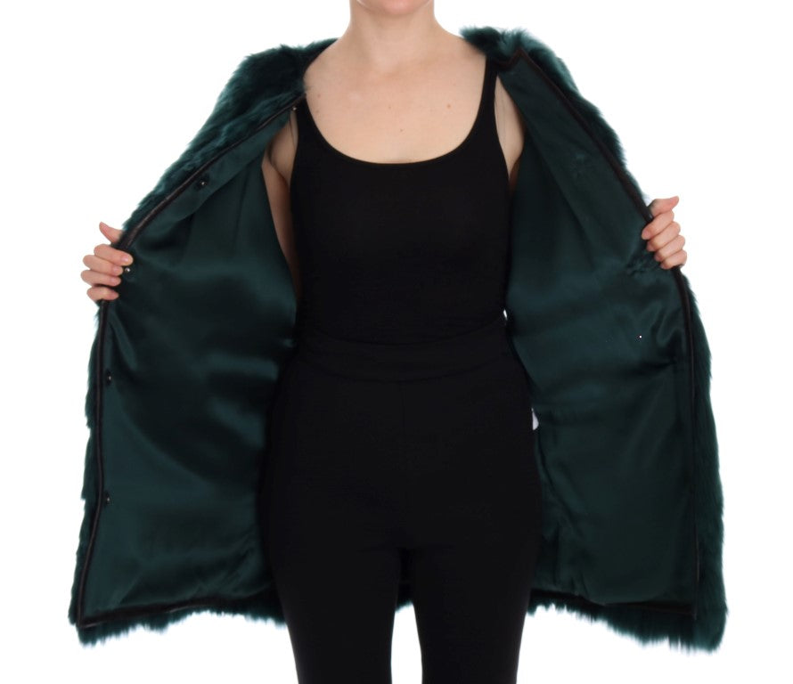 Gilet sans manches en alpaga vert de Dolce & Gabbana, veste chaude et élégante avec texture douce et finition sophistiquée.