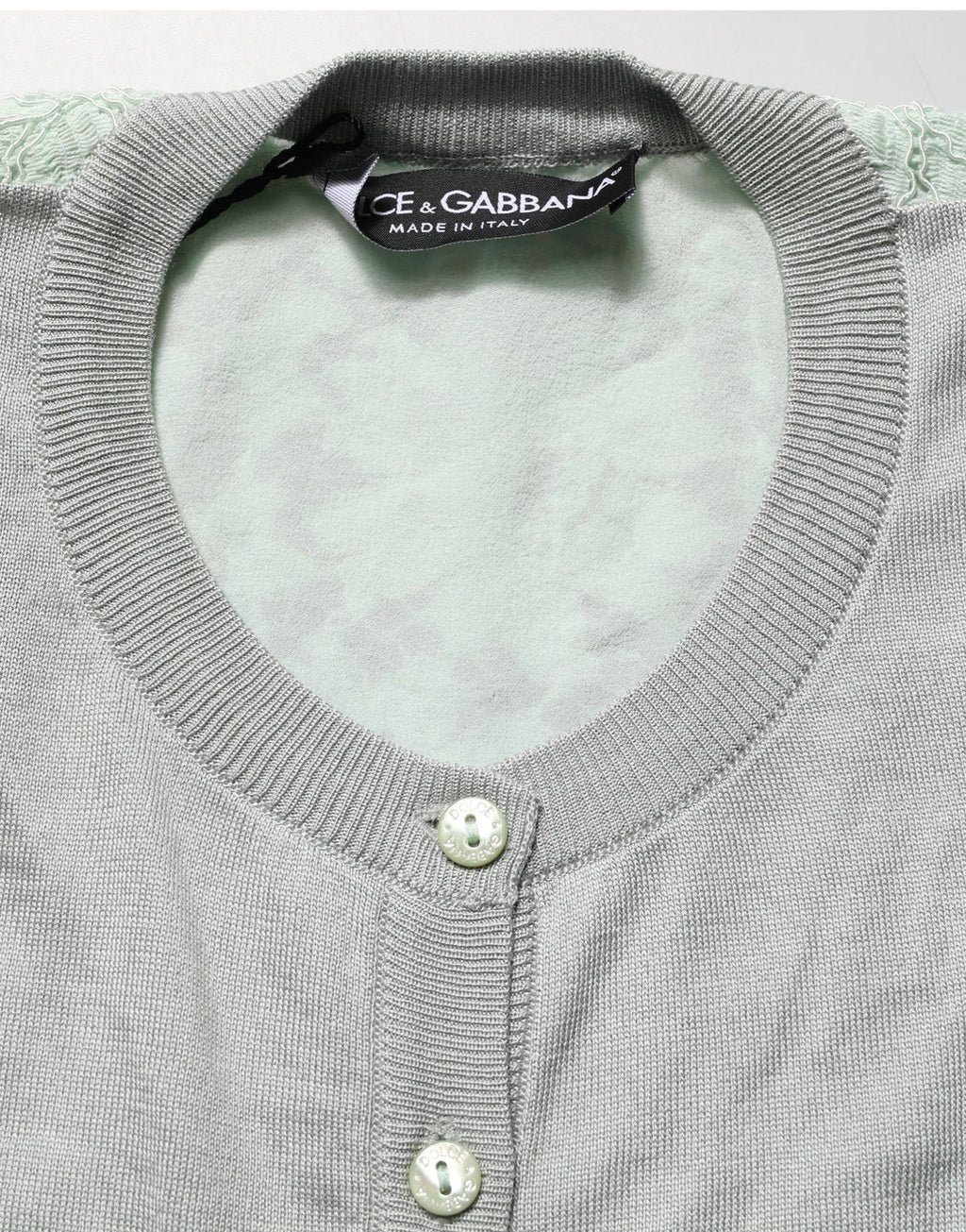 Cardigan Dolce & Gabbana vert à boutons à manches longues, pull en maille élégant avec col classique.