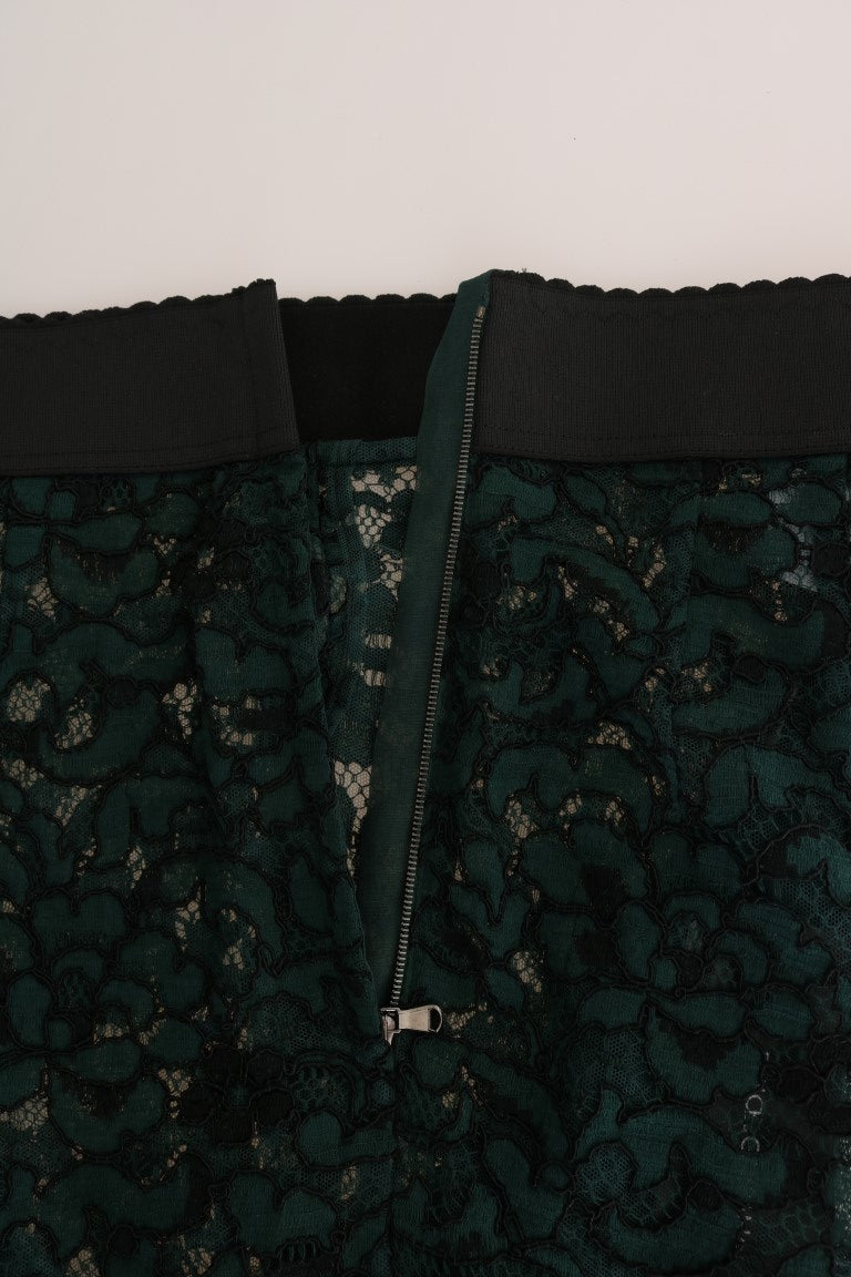 Leggings en dentelle florale vert Dolce & Gabbana, pantalon élégant avec motif floral délicat et détails en dentelle.