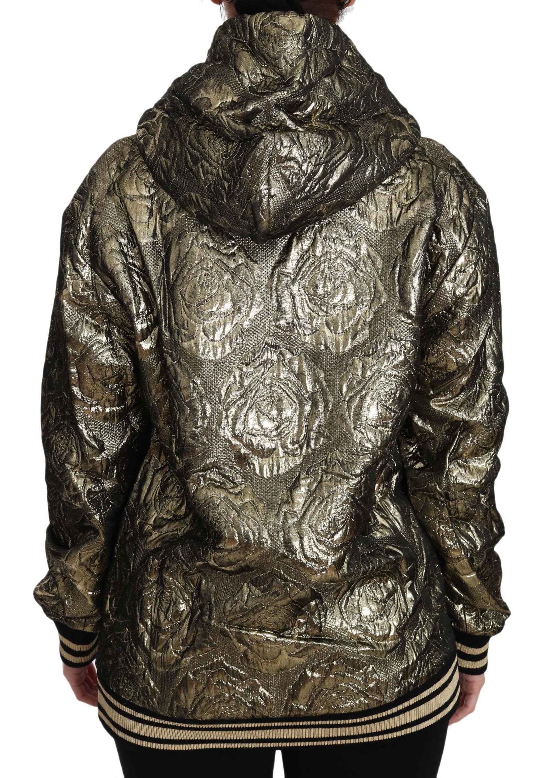 Sweat à capuche Dolce & Gabbana Im The Queen Jacquard orné de motifs dorés, style sweatshirt élégant et luxe.