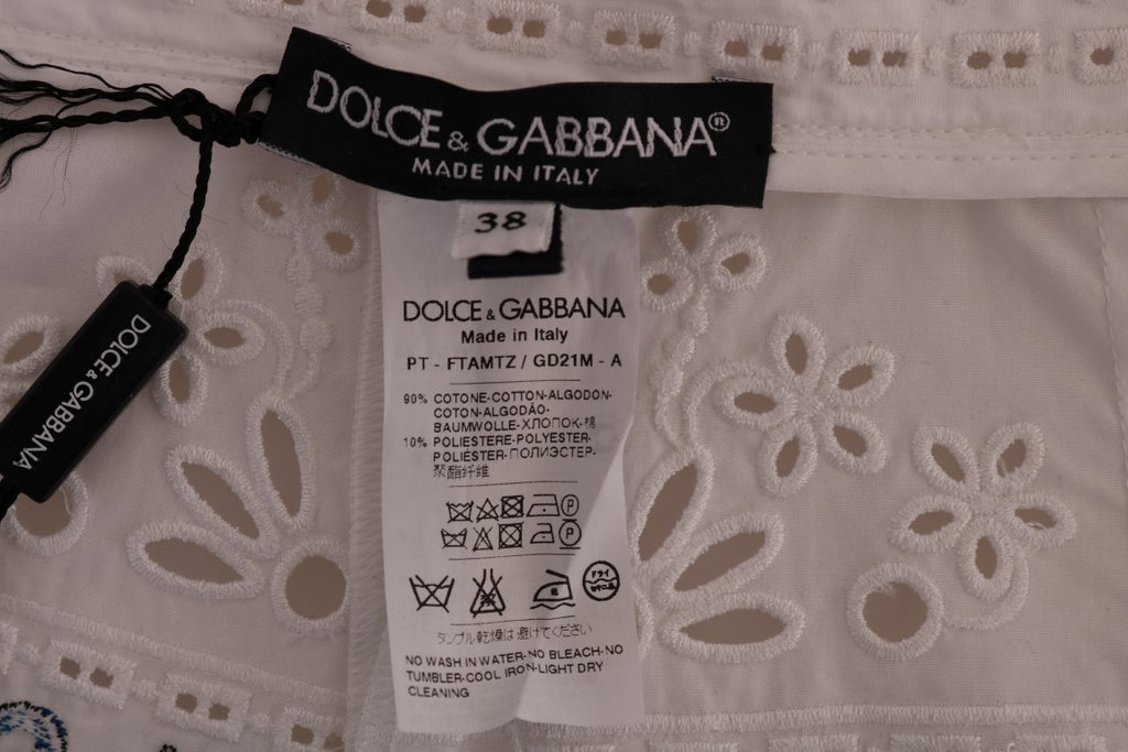 Pantalon Capri Dolce & Gabbana Mulicolor Majolica avec découpes, motif coloré et élégant, en tissu léger.