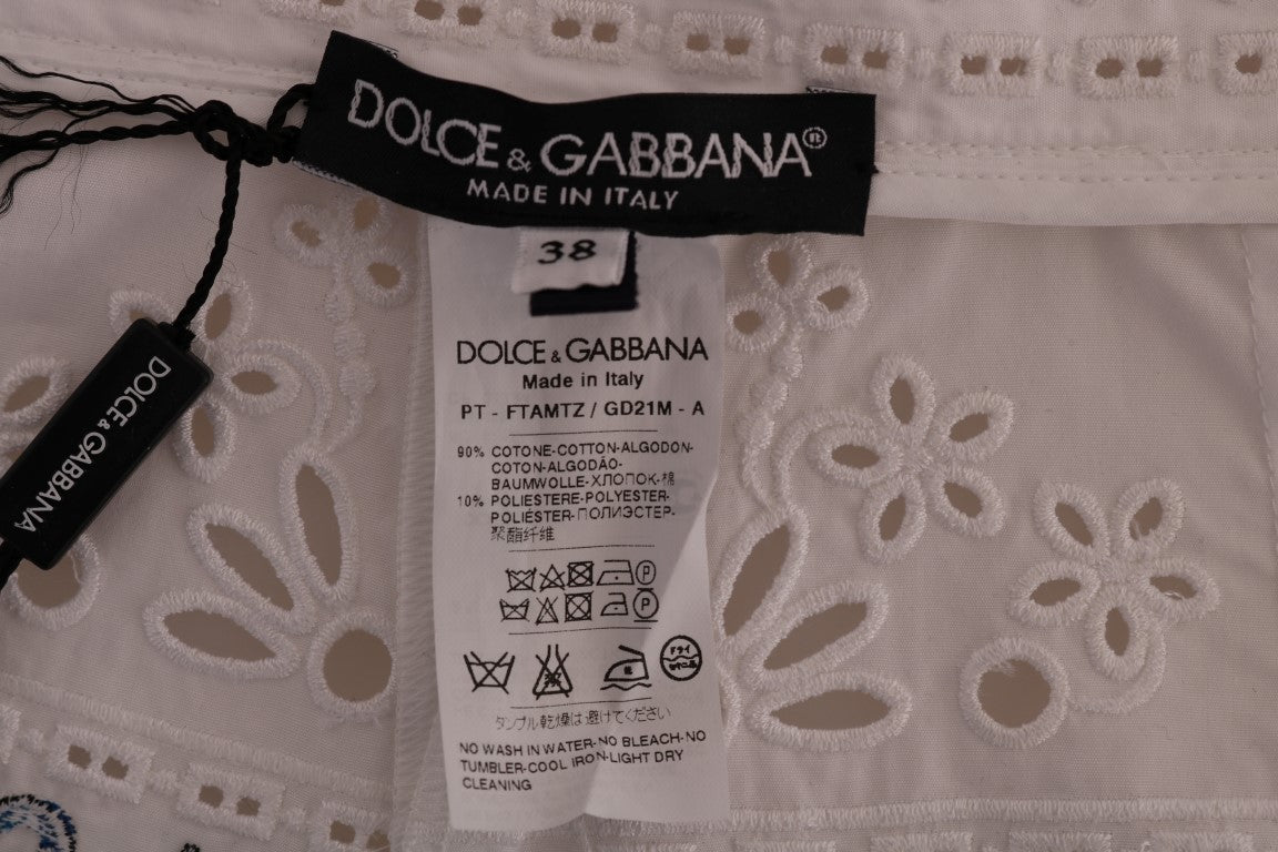 Pantalon Capri Dolce & Gabbana Mulicolor Majolica avec découpes, motif coloré et élégant, en tissu léger.