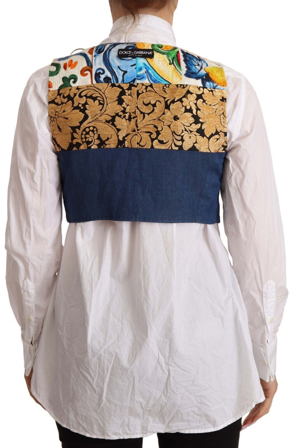 Veste portefeuille multicolore Dolce & Gabbana en coton avec embellissements, vue de face.