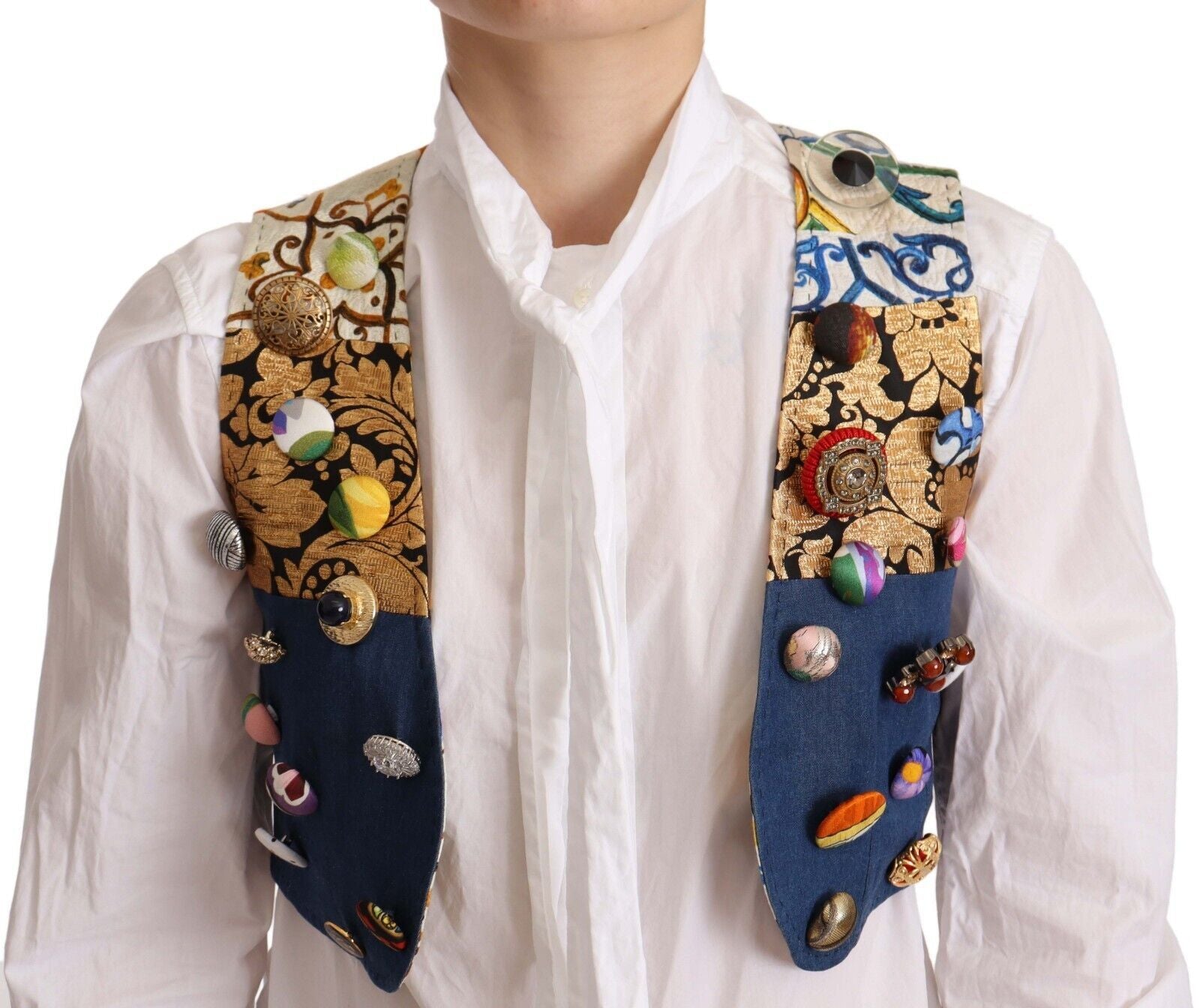 Veste taille multicolore Dolce & Gabbana en coton avec embellissements, vêtement de mode tendance et élégante.