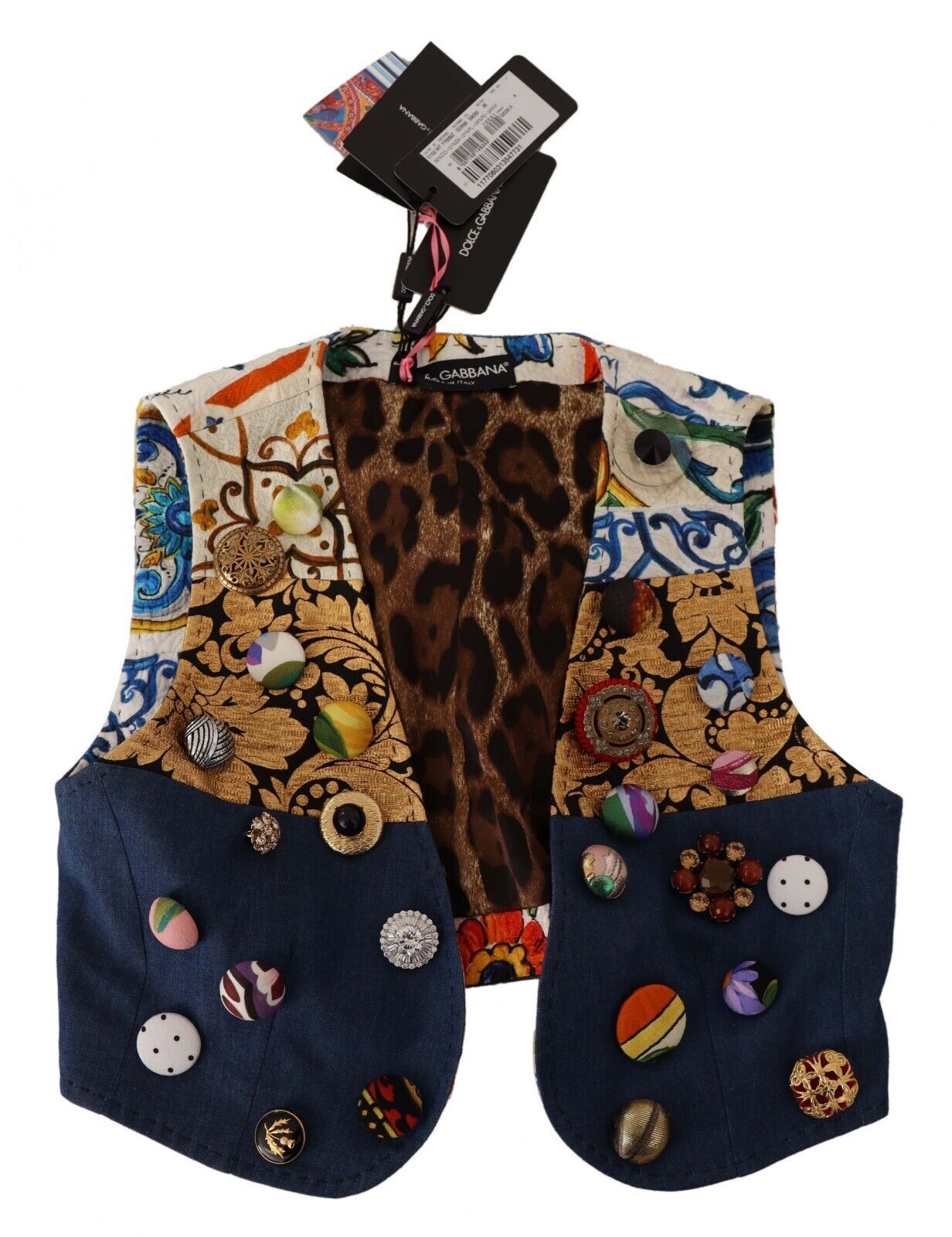 Veste à taille multicolore Dolce & Gabbana en coton avec embellissements, veste élégante et tendance.