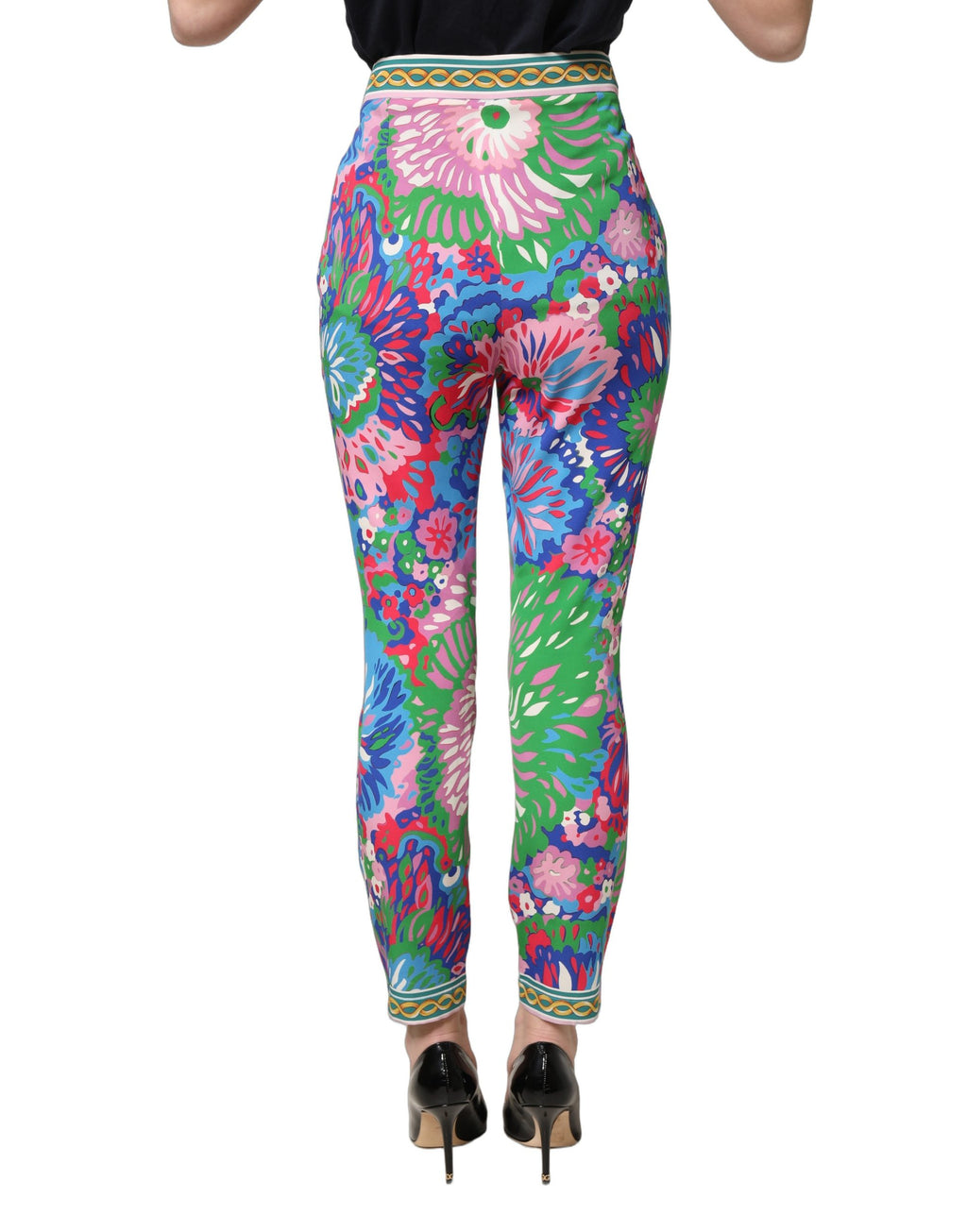 Leggings Dolce & Gabbana à motifs floraux multicolores en jersey stretch, pantalon élégant et confortable.
