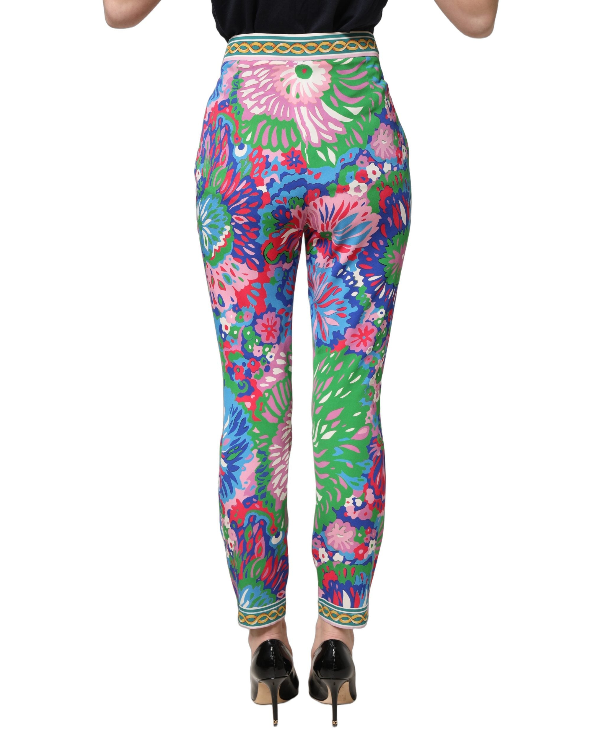 Leggings Dolce & Gabbana à motifs floraux multicolores en jersey stretch, pantalon élégant et confortable.