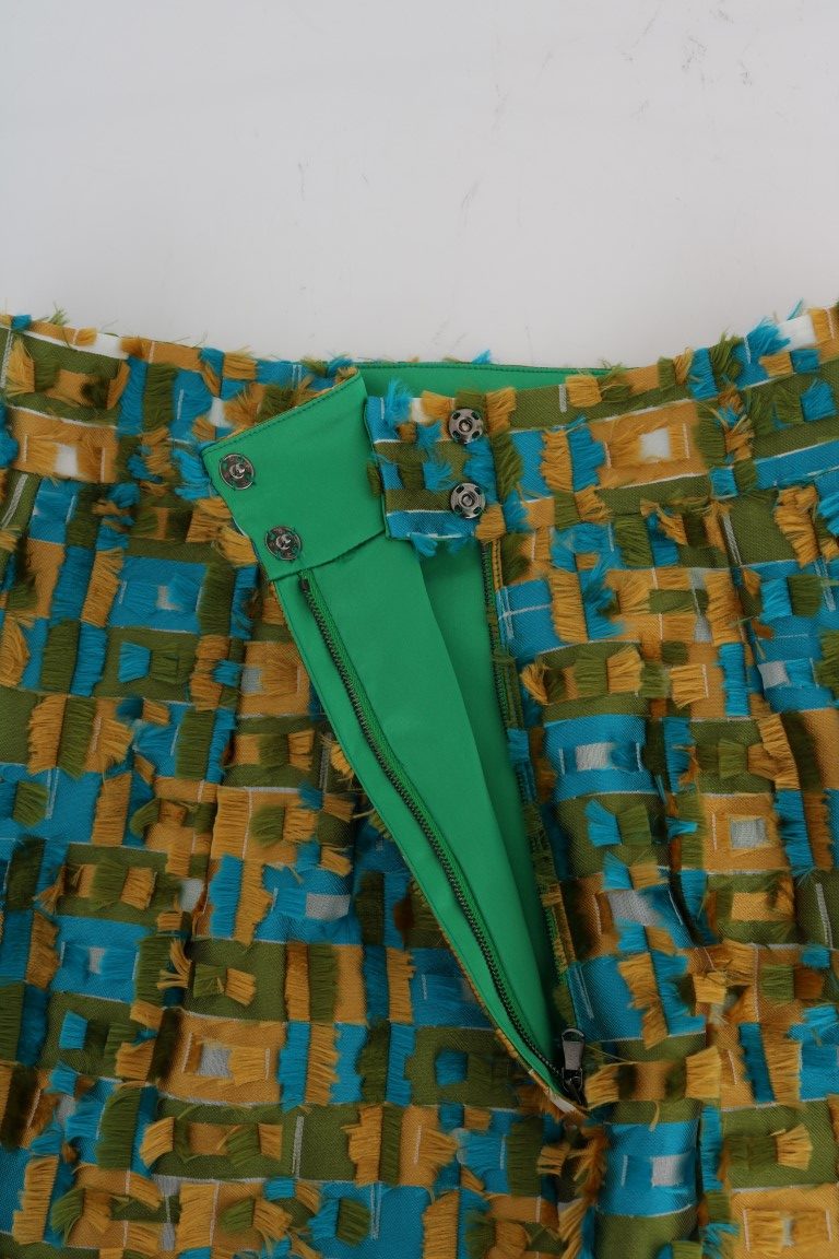 Jupe droite à motif jacquard multicolore de Dolce & Gabbana, en tissu élégant et sophistiqué.