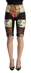 Pantalons cropped à taille haute Dolce & Gabbana à patchwork multicolore, style tendance et design sophistiqué.