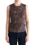 T-shirt en laine Dolce & Gabbana à motif multicolore, pull tricoté élégant avec design coloré et tissu doux.