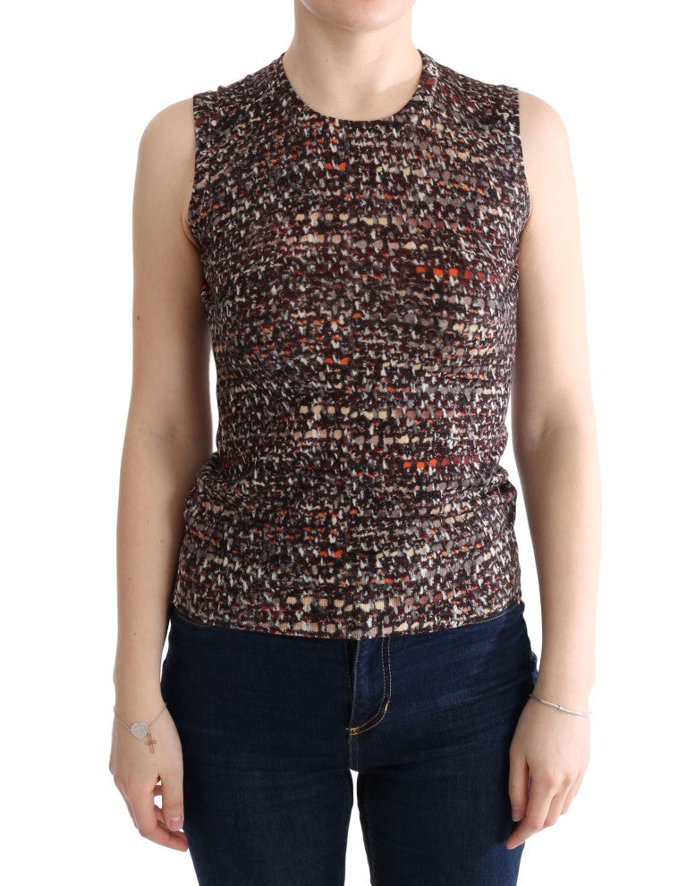 T-shirt en laine Dolce & Gabbana à motif multicolore, pull tricoté élégant avec design coloré et tissu doux.