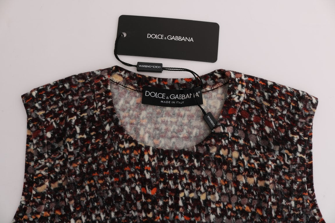 T-shirt en laine à motif multicolore de Dolce & Gabbana, haut en tricot avec design coloré et détails élégants.
