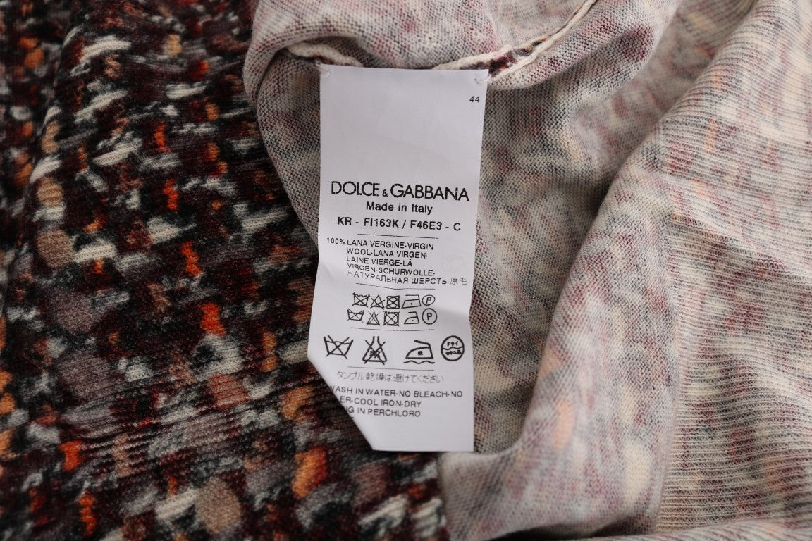 T-shirt en laine à motif multicolore de Dolce & Gabbana, pull en tricot élégant avec design coloré et détails sophistiqués.