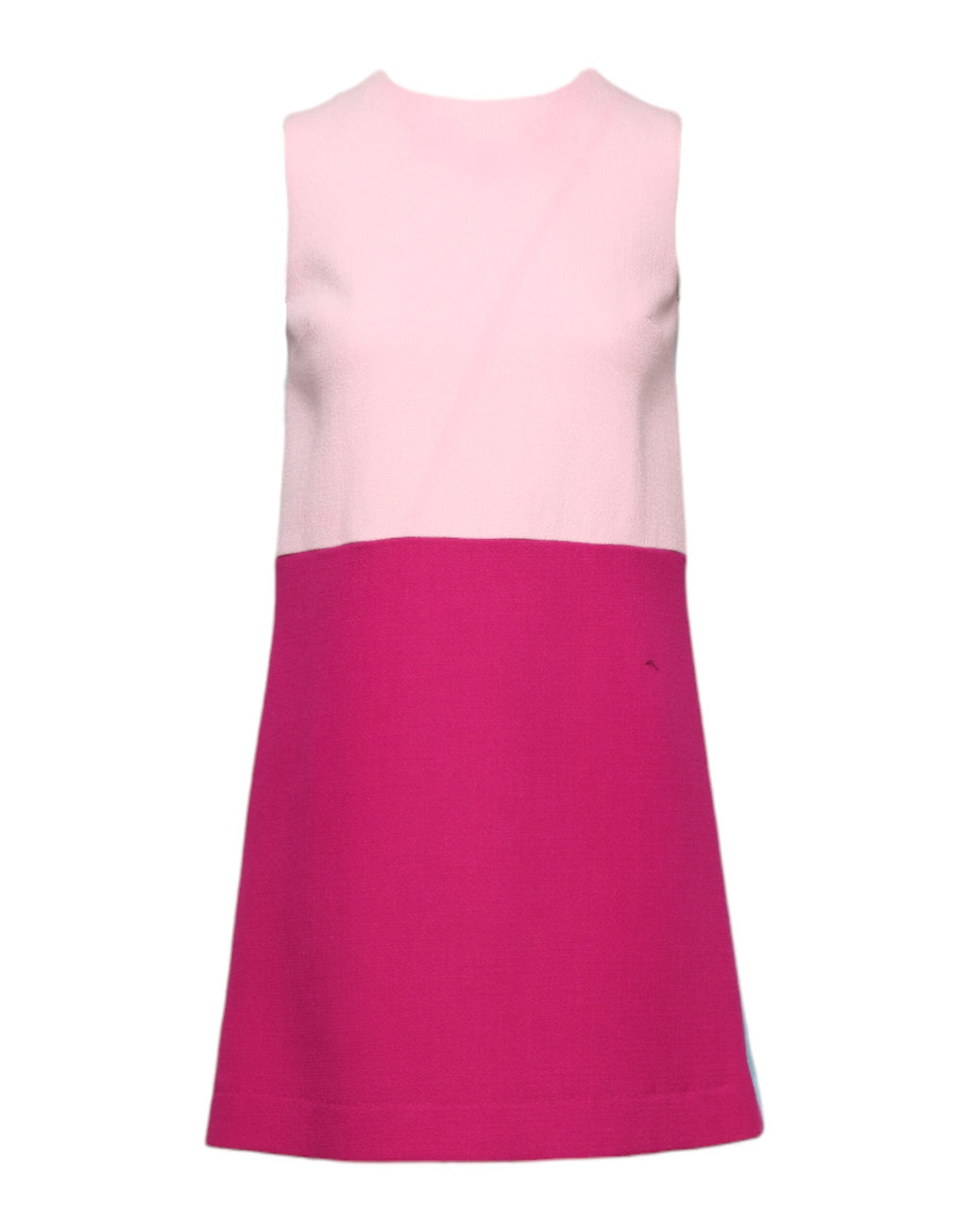 Robe courte sans manches en laine rose et bleue de Dolce & Gabbana, style shift, vêtement élégant pour femmes.