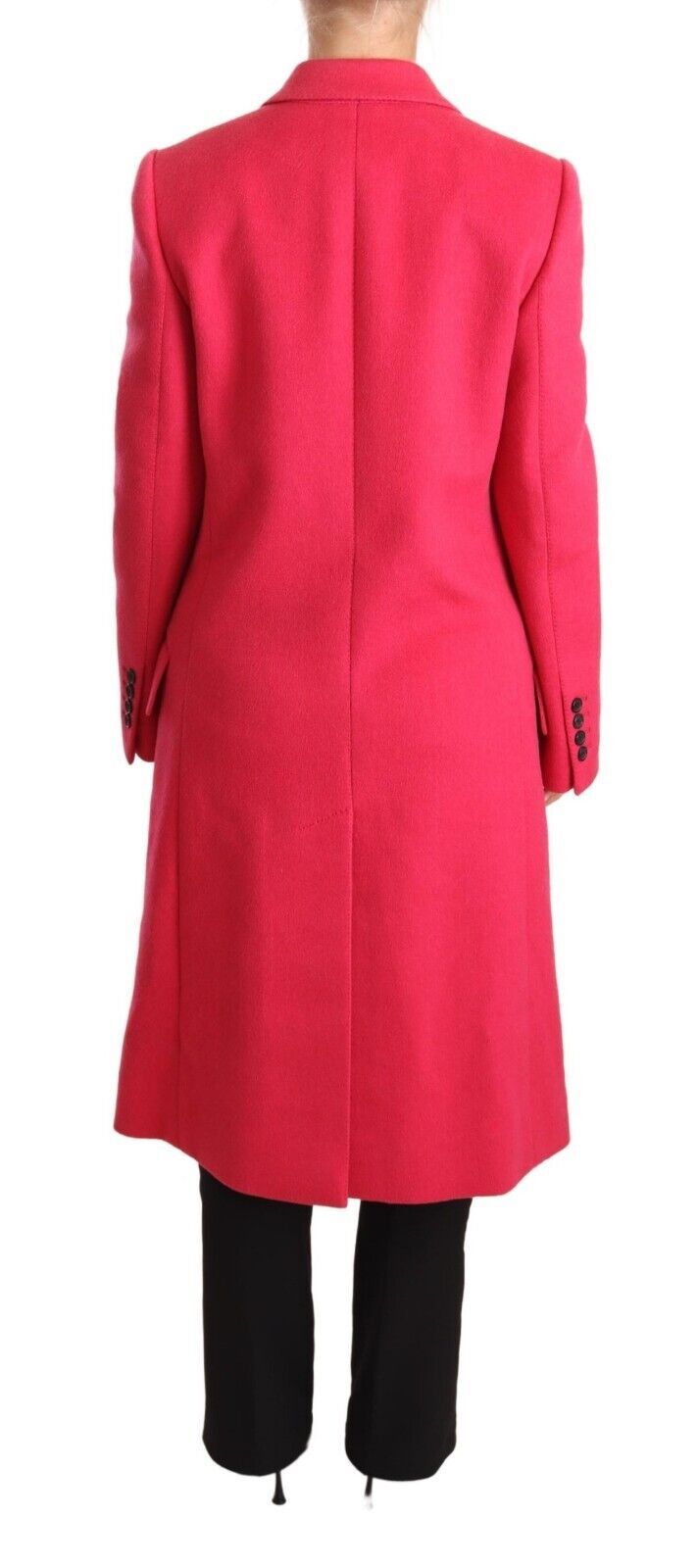 Veste trench double boutonnage rose Dolce & Gabbana, style élégant, avec ceinture et détails sophistiqués.