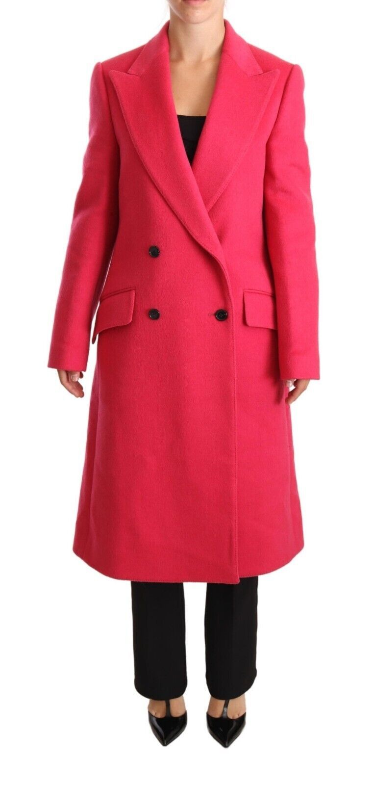 Manteau trench rose à double boutonnage de Dolce & Gabbana, veste élégante en tissu léger avec ceinture et détails raffinés.