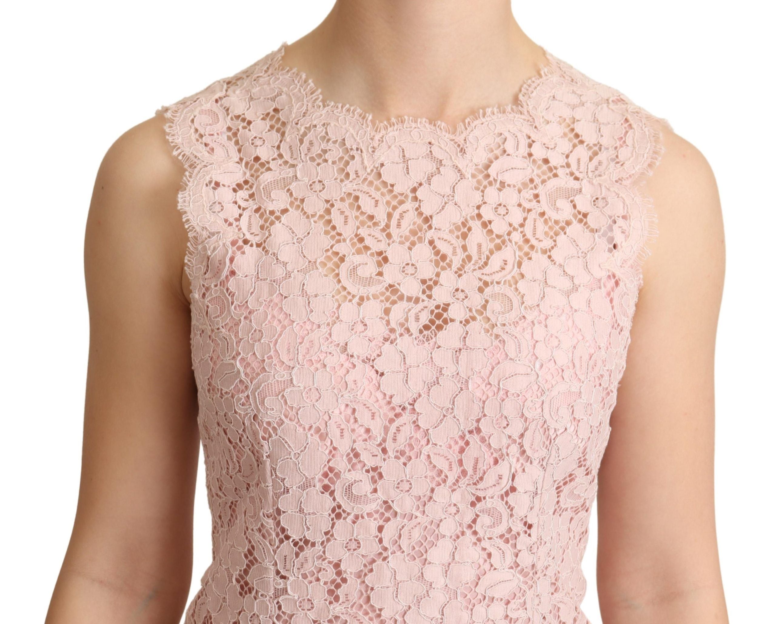 Haut sans manches Dolce & Gabbana en dentelle rose à motifs floraux, élégant top léger pour femme.