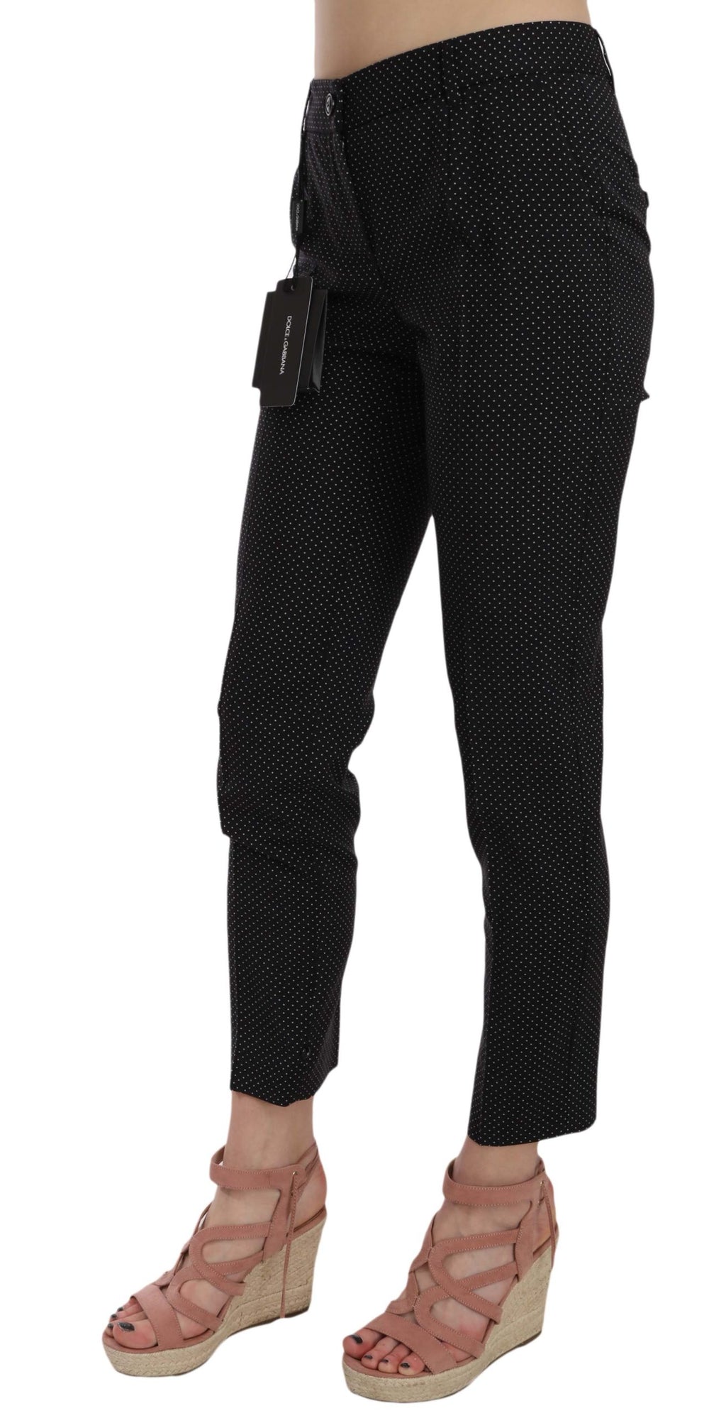 Pantalons capris Slim à pois Dolce & Gabbana, coupe tapered, tissu léger, style élégant et tendance pour femme.