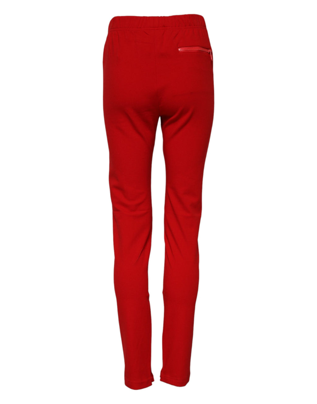 Pantalon rouge Dolce & Gabbana taille moyenne, coupe slim ajustée, en tissu élégant, visible dans l'image.