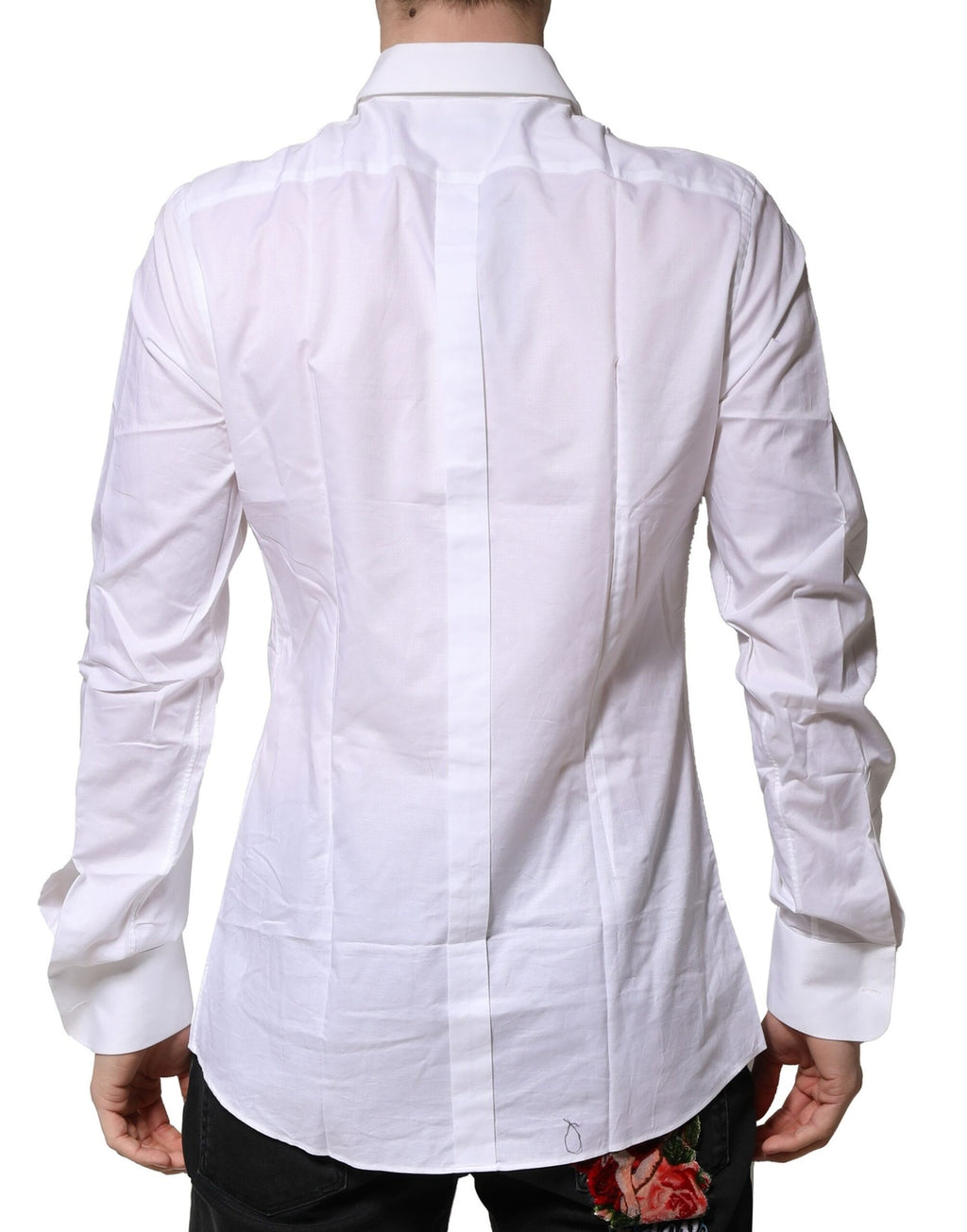Chemise blanche Dolce & Gabbana pour homme en coton popeline avec détails dorés pour une tenue formelle élégante